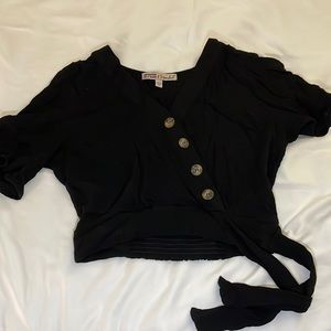 flowy blouse with button and tie side